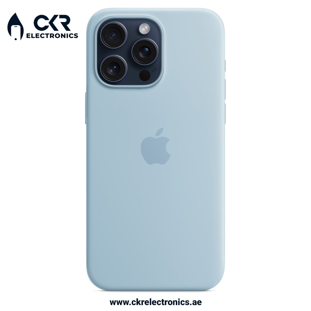 iPhone 15 Pro Max Silicone Case With MagSafe Light Blue